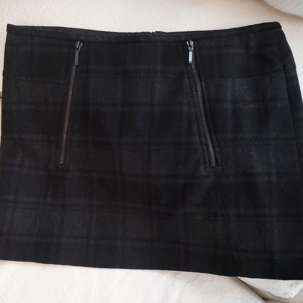 DARLING Wool and Polyester Lined Skirt KENAR 8P 8 Petite Gray Black SHORT
